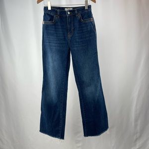 Free People We The Free Wide Leg Raw Hem Jean in Blue Size 26